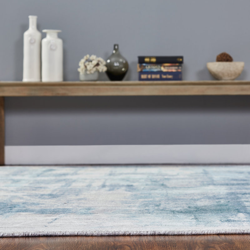 Abstract Area Rug in Blue, Rectangle  8'6" x 11'6"