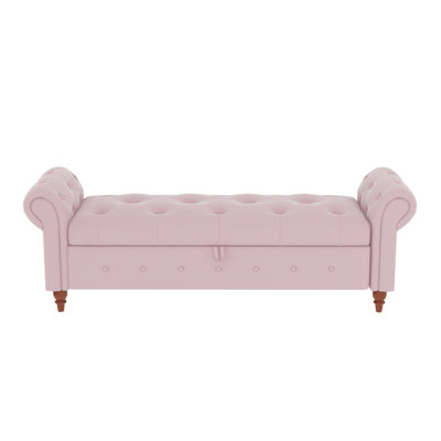 Bed Bench Pink Velvet