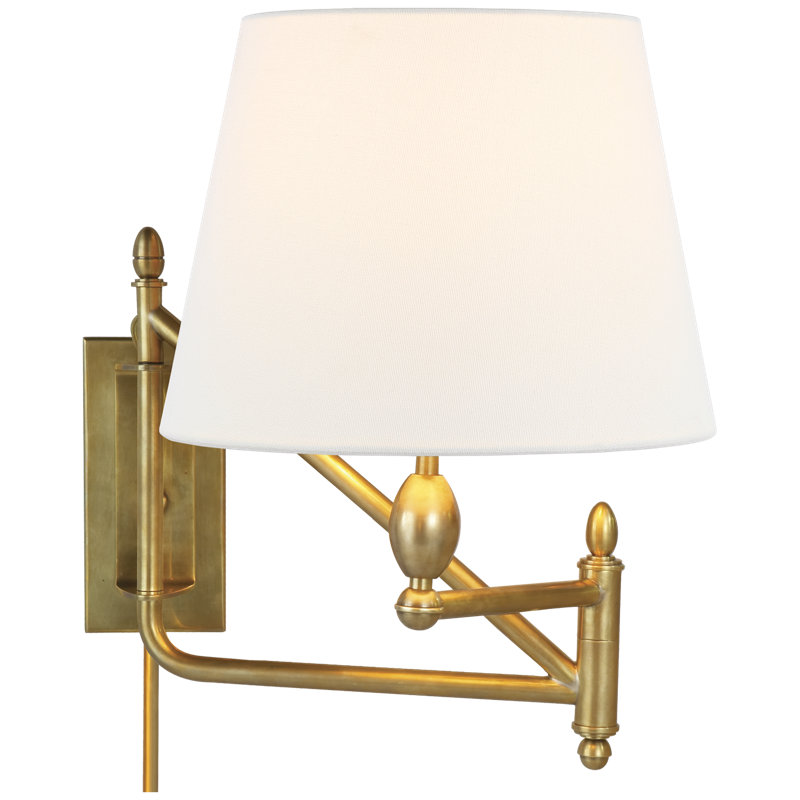 Thomas O'Brien Paulo Small Bracket Light, Hand-Rubbed Antique Brass, Fabric