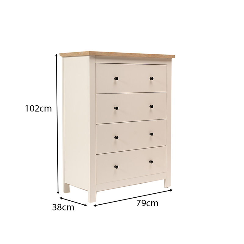 Maryhannah 79cm W 4 - Drawer Chest of Drawers, Alabaster