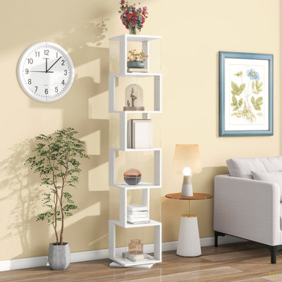 Bibliothèque rotative à 6 niveaux, bibliothèque simple avec plaque en acrylique