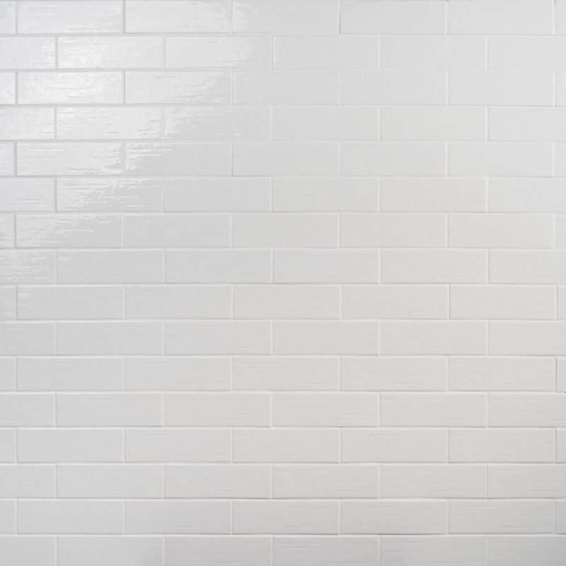 Carreau de mur et de sol en brique de porcelaine 3 po x 9 po Crux, Blanc poli
