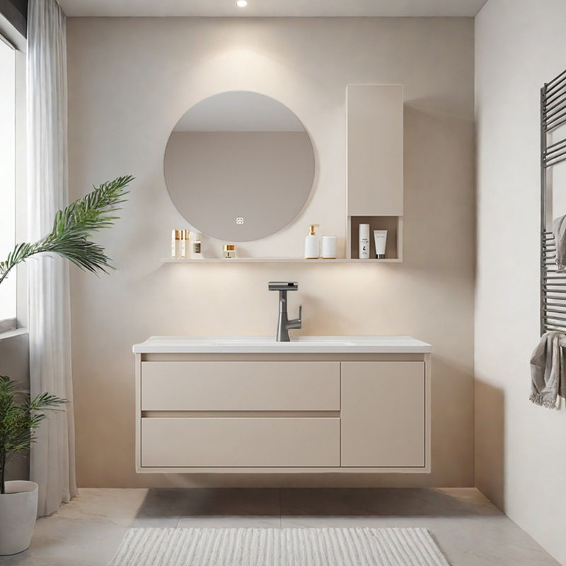 Cream-style simple bathroom cabinet