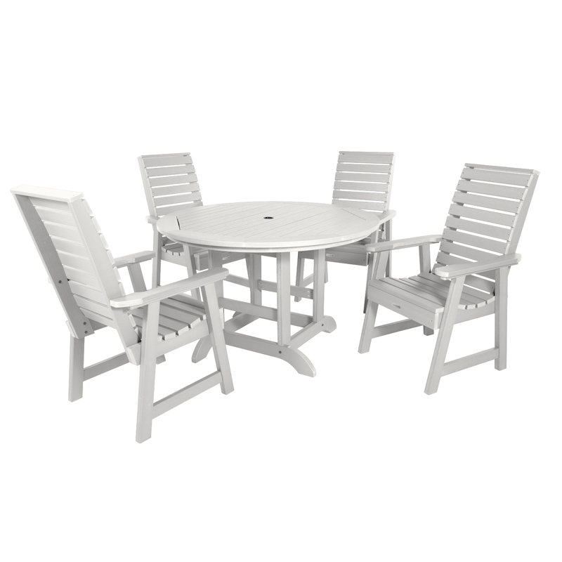 Ensemble de salle à manger d'extérieur 5 pièces 48 po Midwest, Blanc, L 62,5 po x l 62,5 po x H 37 po