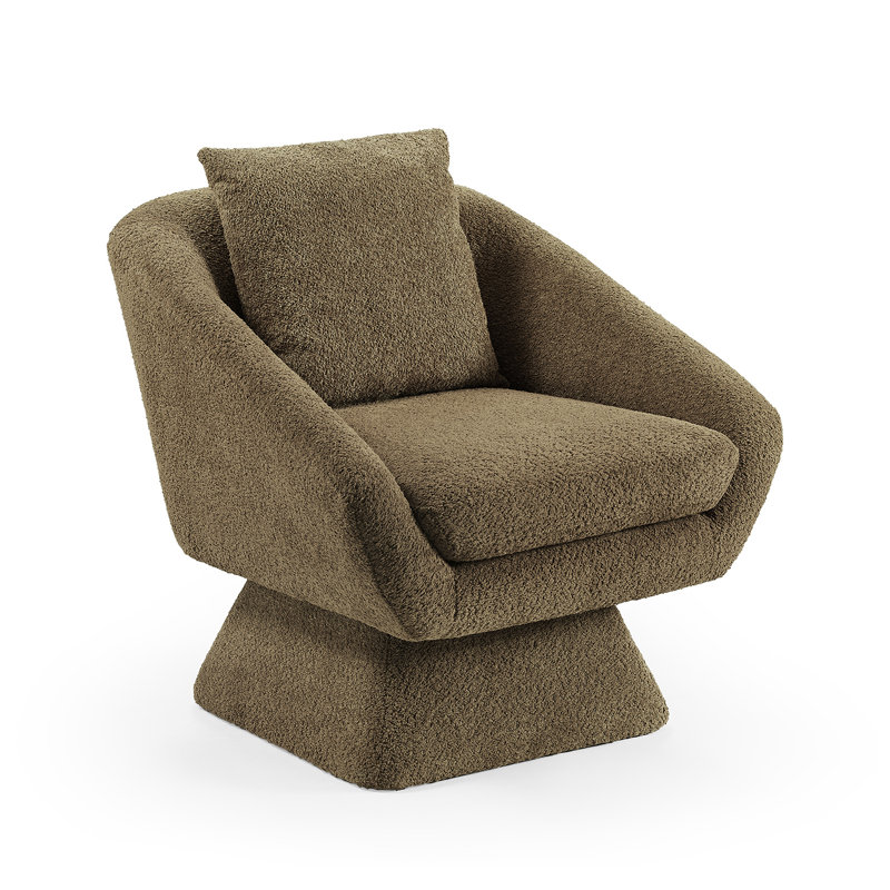 Arafaat 80Cm Wide Swivel Barrel Chair, Camel Boucle