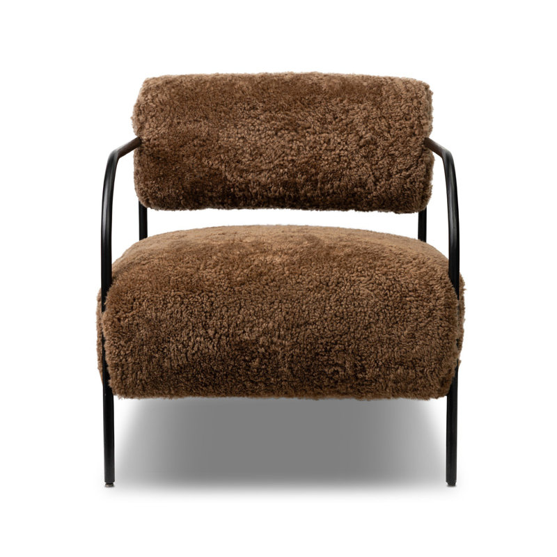 Fenn Chair-Champagne Mongolian Fur, Amber Shearling