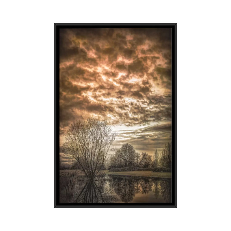 « winter chill », reproduction d’impression sur toile, H 26 po x l 18 po x P 1,5 po, Toile avec cadre noir, Pas de tapis