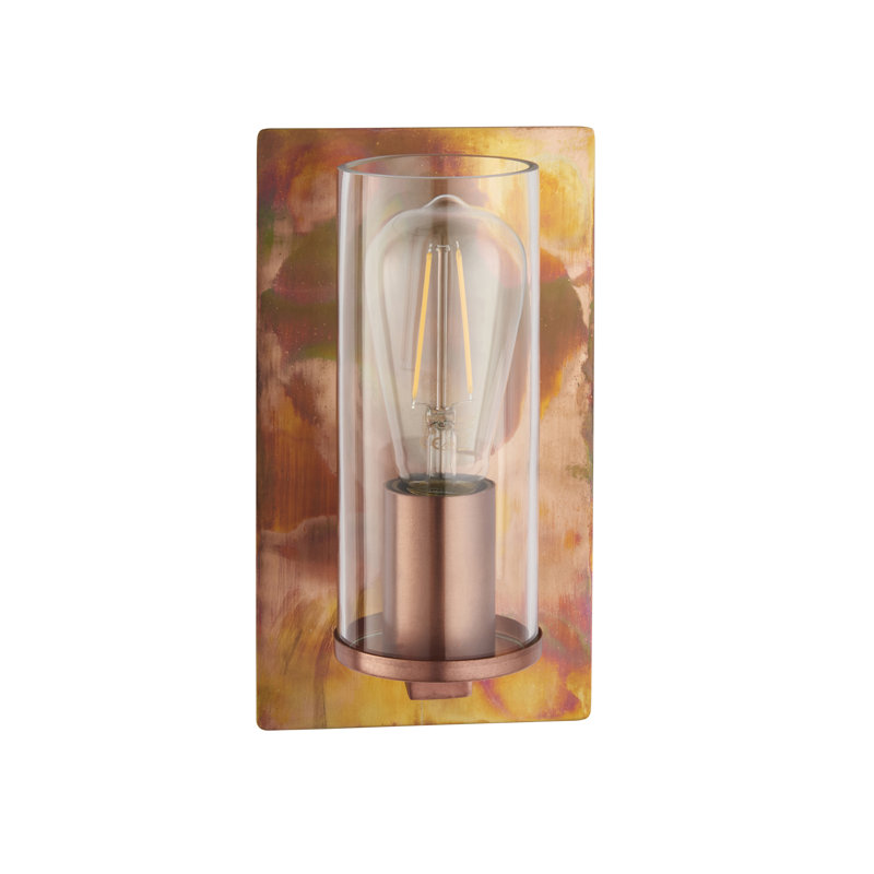 Alzahraa 1 -Light LED Dimmable Hardwired Armed Sconce, Copper Patina