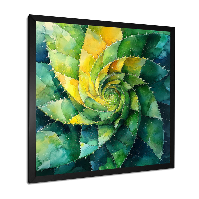 Géométrique, spirale, feuille d'aloès, plante grasse III - plante grasse, H 16 po x l 16 po, Noir, noir, noir, noir