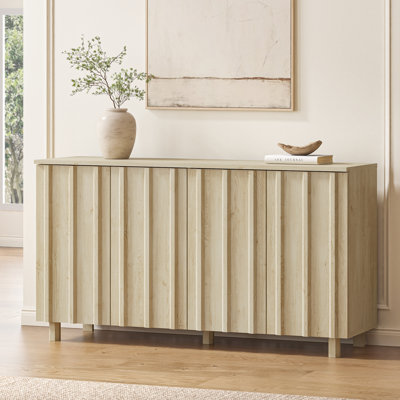Buffet cannelé 59 "avec rangement, grande armoire buffet avec 4 portes pour la cuisine et le salon
