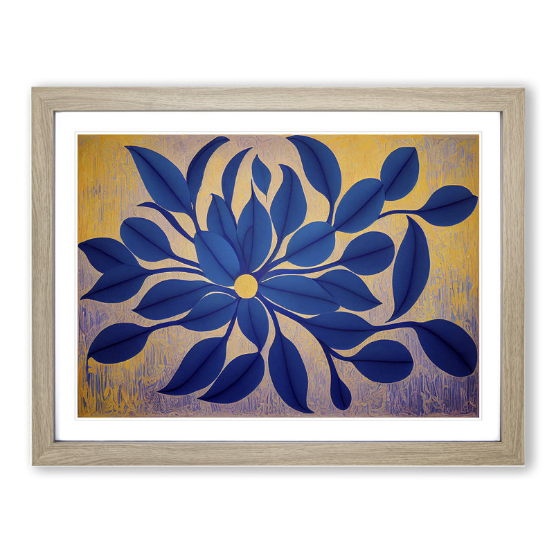 Contemporary Flower - Framed Print, 46cm H x 64cm W x 2cm D, Oak