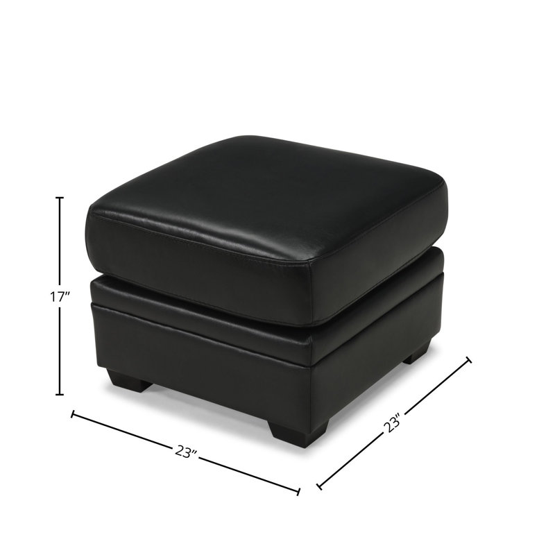 Teague Leather Ottoman, Raven