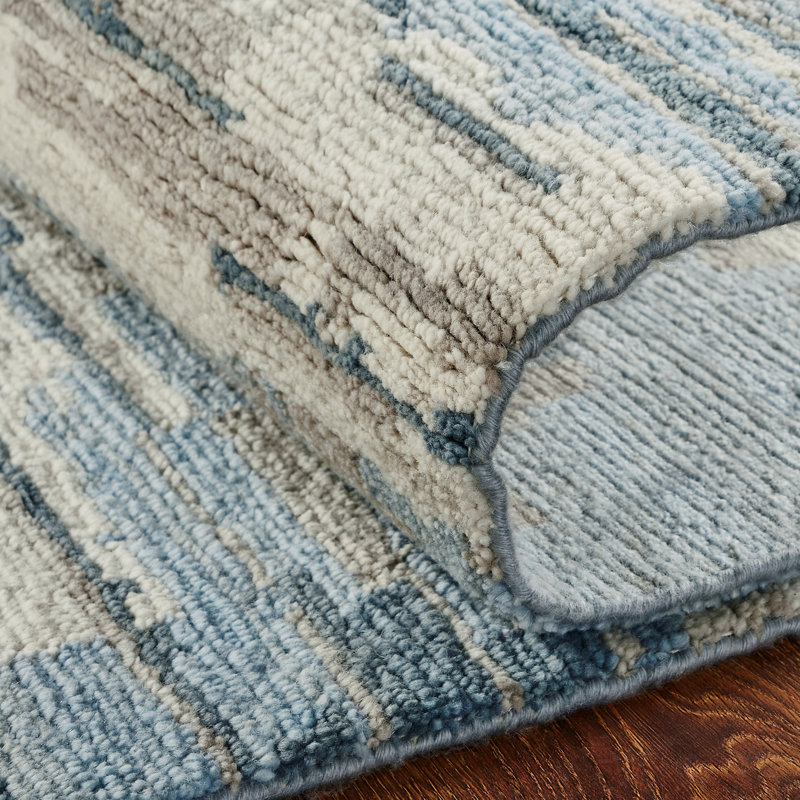 Tapis en laine noué à la main Mcelroy Canyon Mist, Rectangle 6 pi x 9 pi