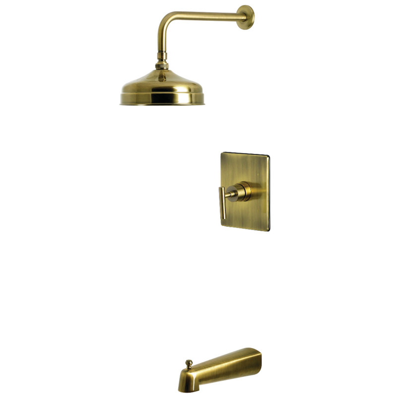 Kingston Brass Manhattan Single-Handle Pressure Balanced Tub And Shower Faucet, Antique Brass