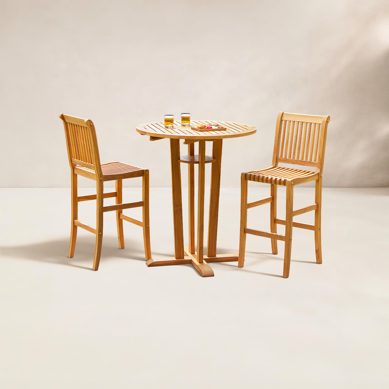 Chanson 3-Piece Teak Outdoor Bistro Set