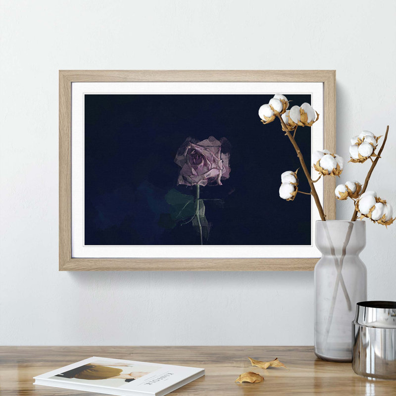 Dying Purple Rose - Picture Frame Graphic Art Print, Oak Framed, 36cm H x 48cm W x 2cm D
