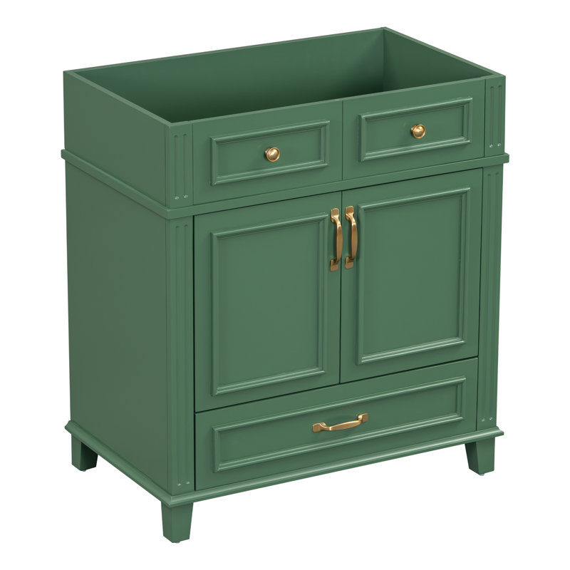 Solid Wood Frame Bathroom Storage Cabinet, Green