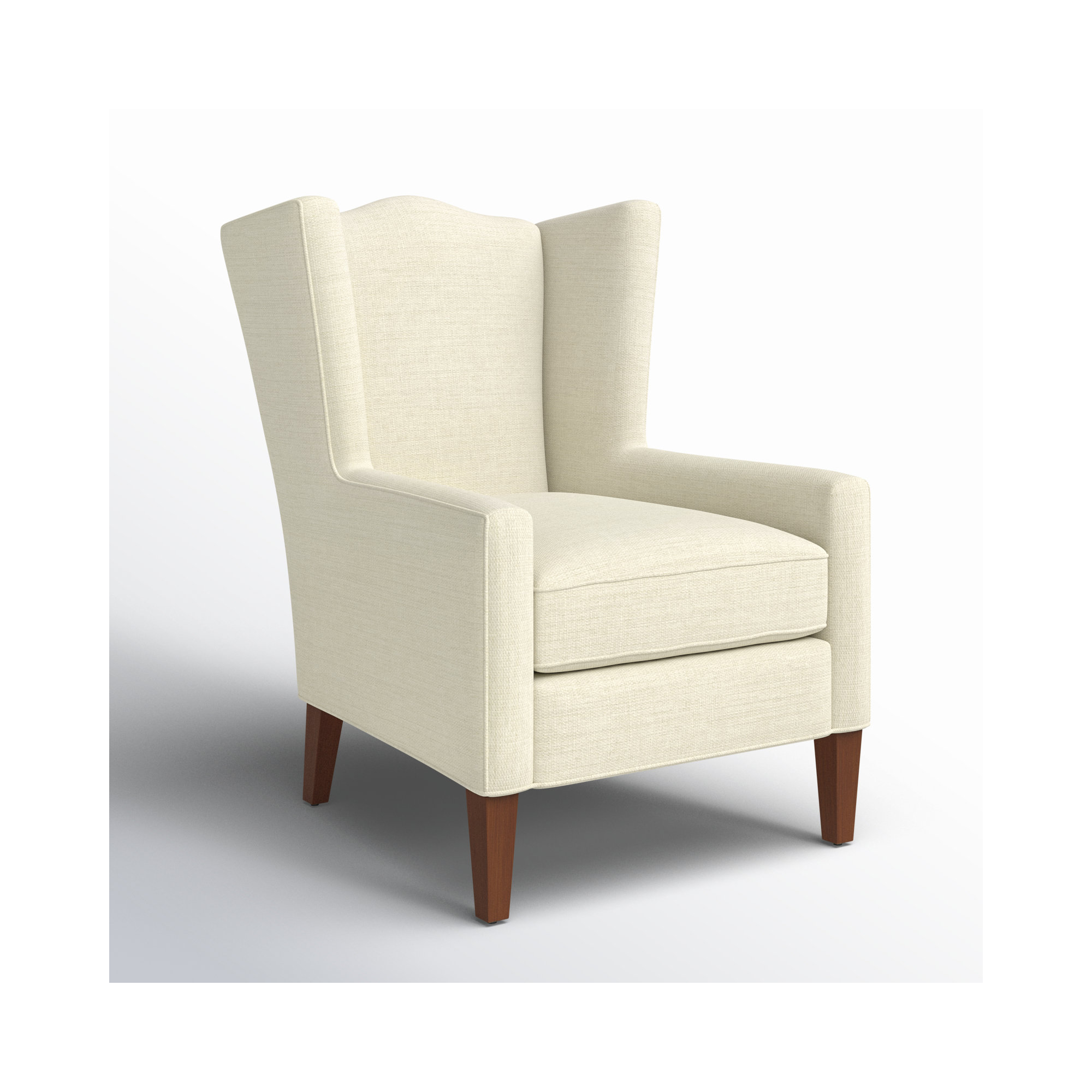 Cataria Upholstered Wingback Chair, Pecan, No, Ida Beige
