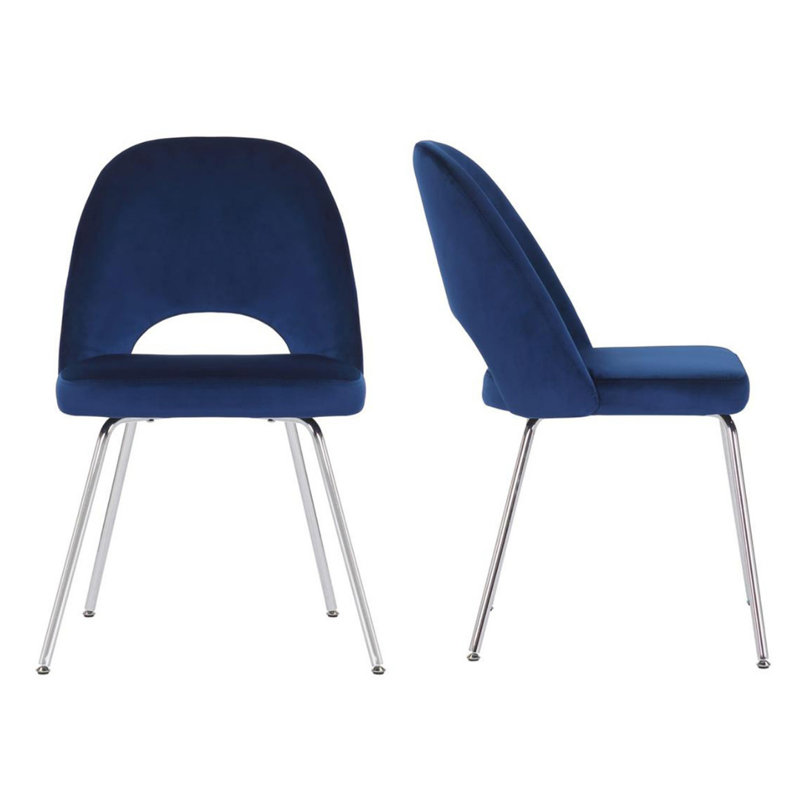 Chaise d'appoint Burnley, Bleu, Chrome