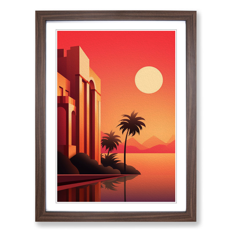Single Picture Frame Print on Wood, Walnut Framed, 34cm H x 25cm W
