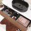 Meuble-lavabo mural cannelé 48 po avec lavabo vasque en céramique, deux tiroirs et porte-serviettes 48 po-2138470497-2138470496