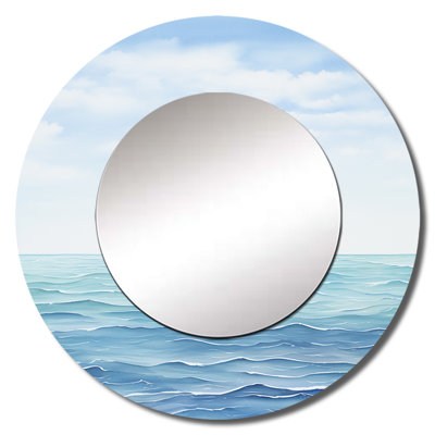 Oceans Infinity Dreamscape V - Minimalism Wall Mirror, Modern Round Decorative Mirror, Printed Metal Art