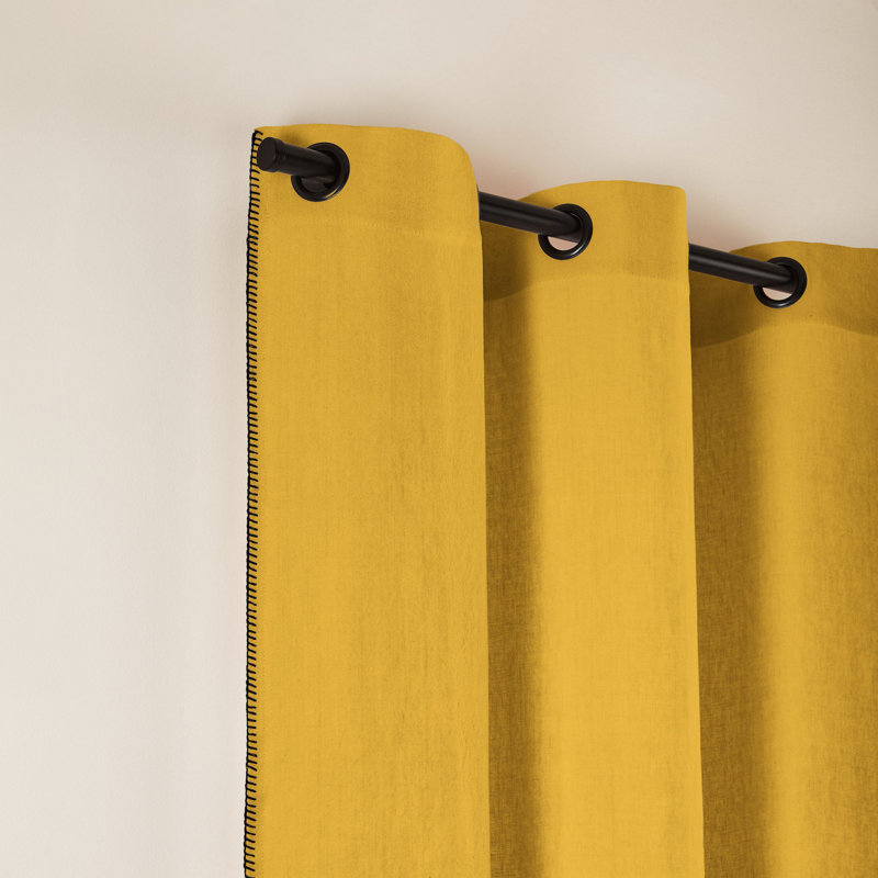 Nino Linen Curtain Single Panel, Yellow, 135 x 350cm