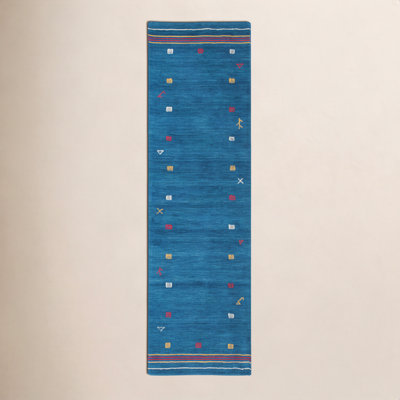 Danette Blue Southwestern Hand-Loomed Wool Rug