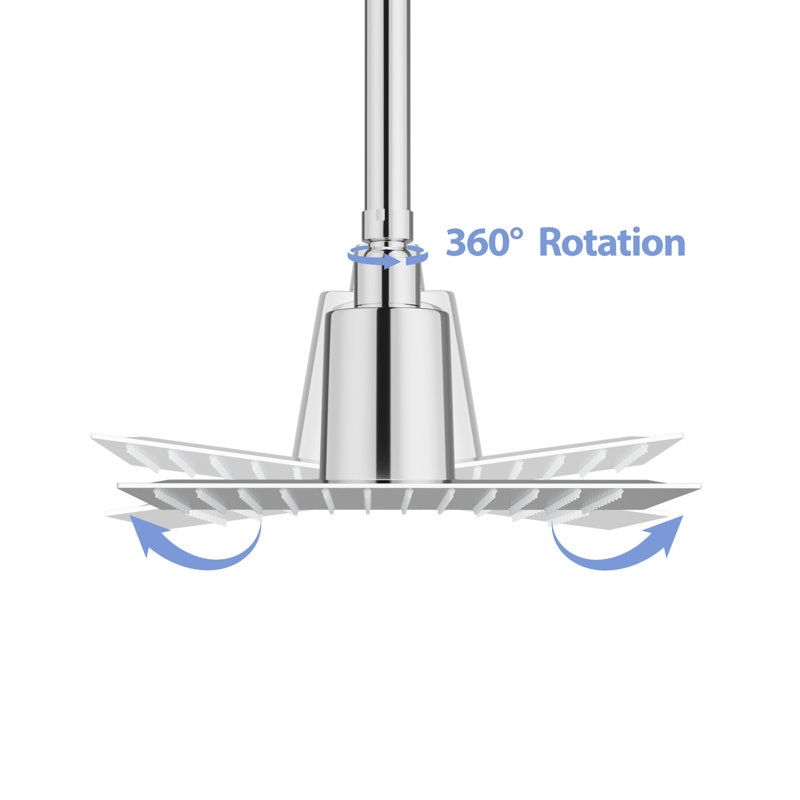 Pomme de douche à pluie carrée 10 po, pomme de douche au plafond en acier inoxydable 304 de conception ultra-mince, fixation murale / au plafond, chrome