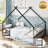 Full Size Montessori Floor Bed Metal House Bed Frame In Black For Kids-1038215936