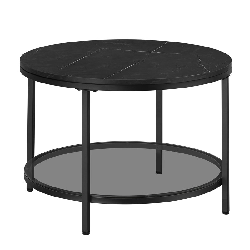 Cerwyn Four Leg Coffee Table with Storage, Black, Black