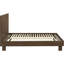 Grand lit brun chaud, panneau à panneaux, bois massif, lit de style minimaliste en brun, rail de support central pour la chambre à coucher