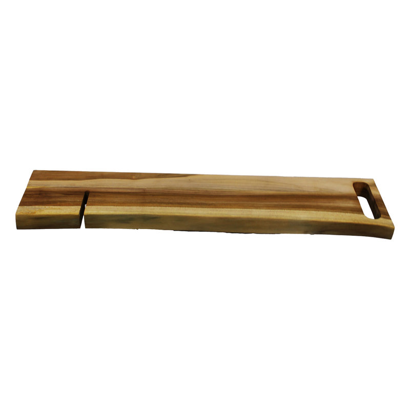 Plateau pour chariot de bain en teck massif 42 po avec porte-verre et tablette EcoDecors Eleganto