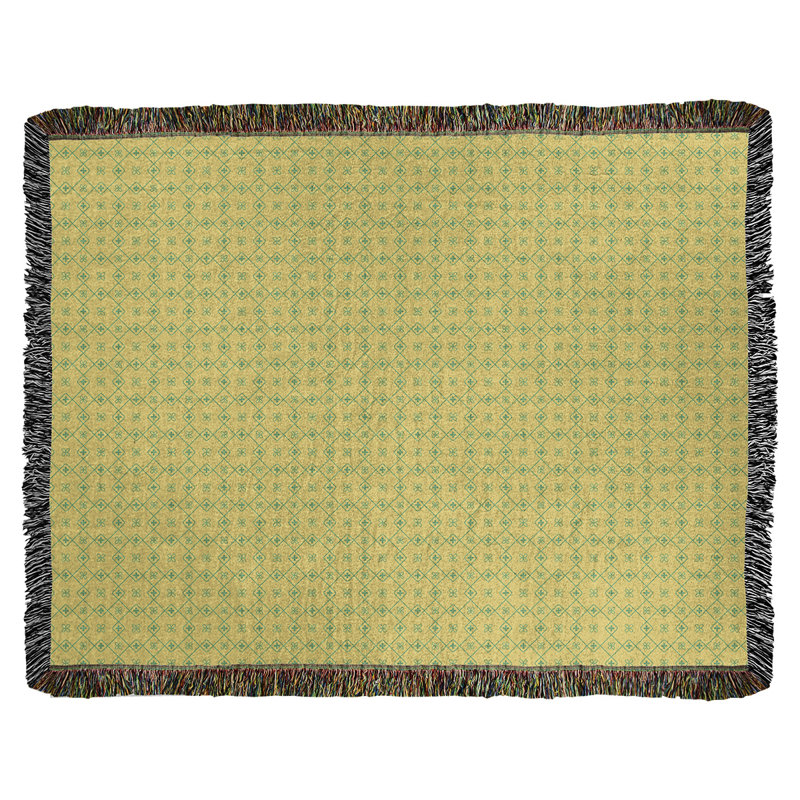 Couverture en coton tissé Katelyn Elizabeth, l 50 po x L 60 po, Jaune / vert