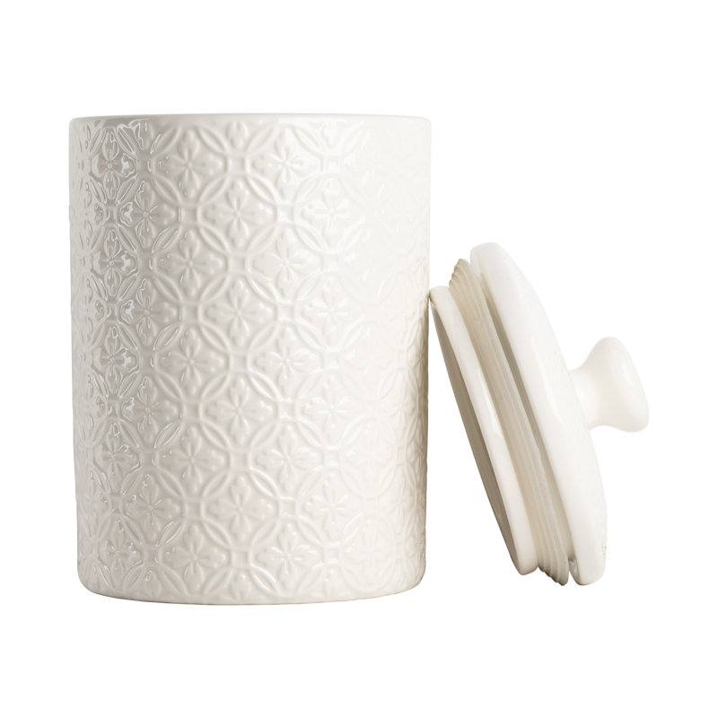 Ensemble de pots de cuisine embossés 3 pièces, Blanc