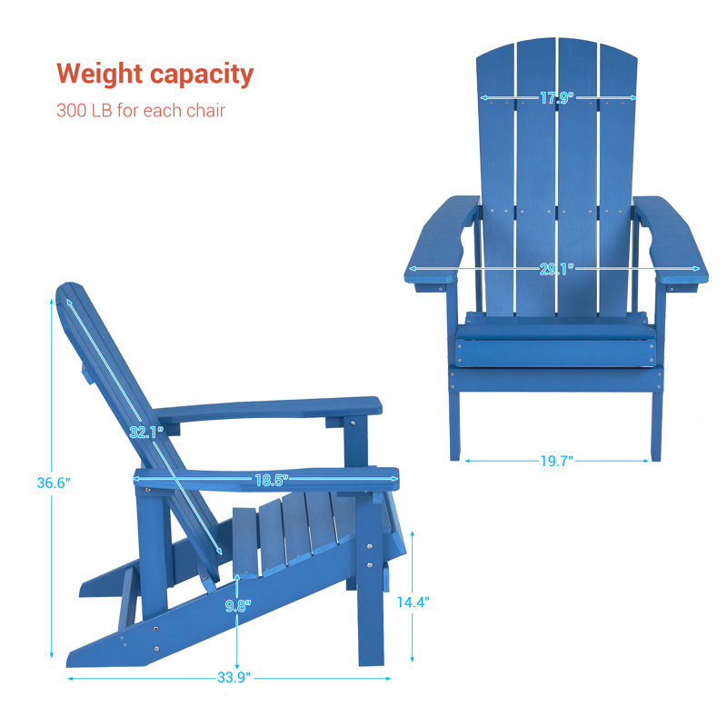 Chaise Adirondack en plastique Lall, Bleu marine