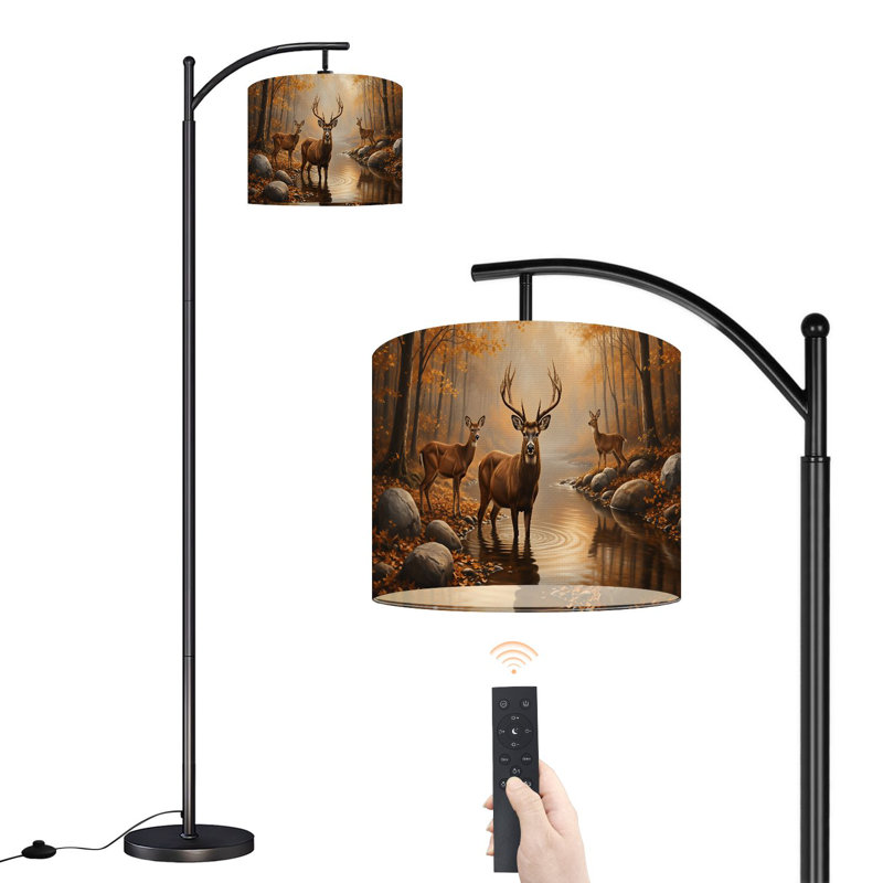 Lampe sur pied à arc avec abat-jour réglable Autumn Forest Scene