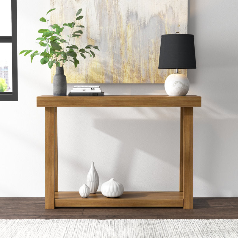 Beckett Solid Wood Console Table, Pecan Brown, 32" H x 46.25" W x 12" D