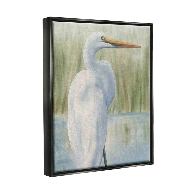 «Stupell Industries Egret Marshland», peinture encadrée sur toile flottante par Grace Popp, H 21 po x l 17 po x P 1,7 po