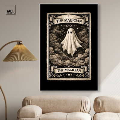 «Spooky Magicien Tarot», impression sur toile encadrée par Art Remedy, cadre blanc, 36 x 54