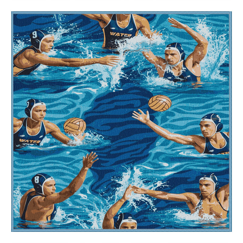  Tapis lavable Water-Polo Sports, Carré 7 pi x 7 pi