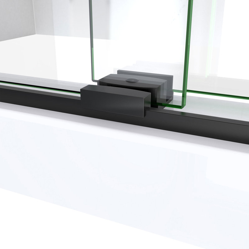 Sapphire-V 56cm W x 62cm H Frameless Tub Door with, Matte Black/Clear