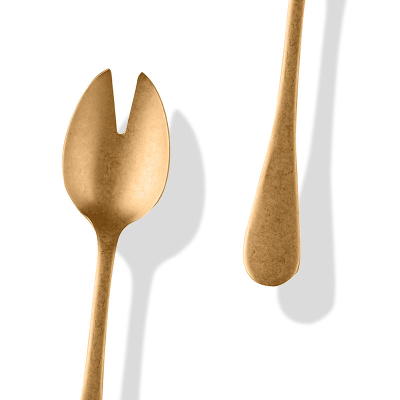 Couverts à salade Natura (fourchette et cuillère), Or