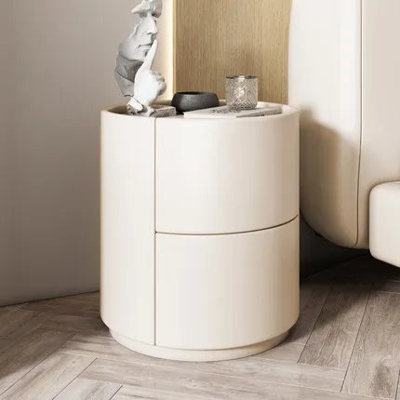 Chenique Nordic Minimalism Round Solid Wooden Bedside Table