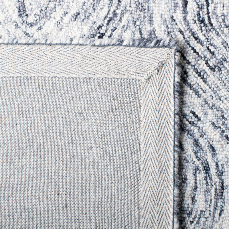 Tapis argenté / gris en laine touffeté à la main Alora, Rectangle 9 pi x 12 pi