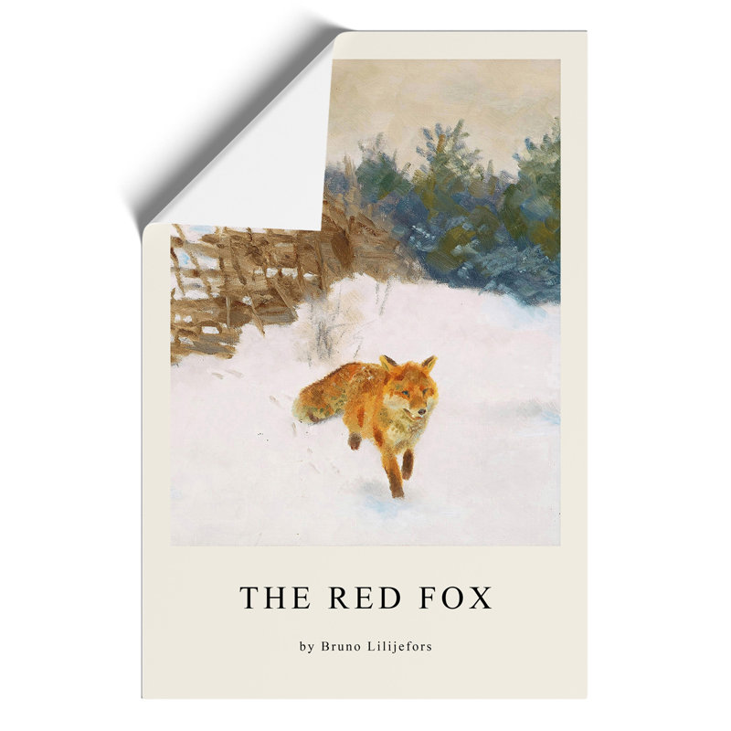 Fox in the Snow Print by Bruno Liljefors - Frameless Print, 30cm H x 21cm W x 0.1cm D