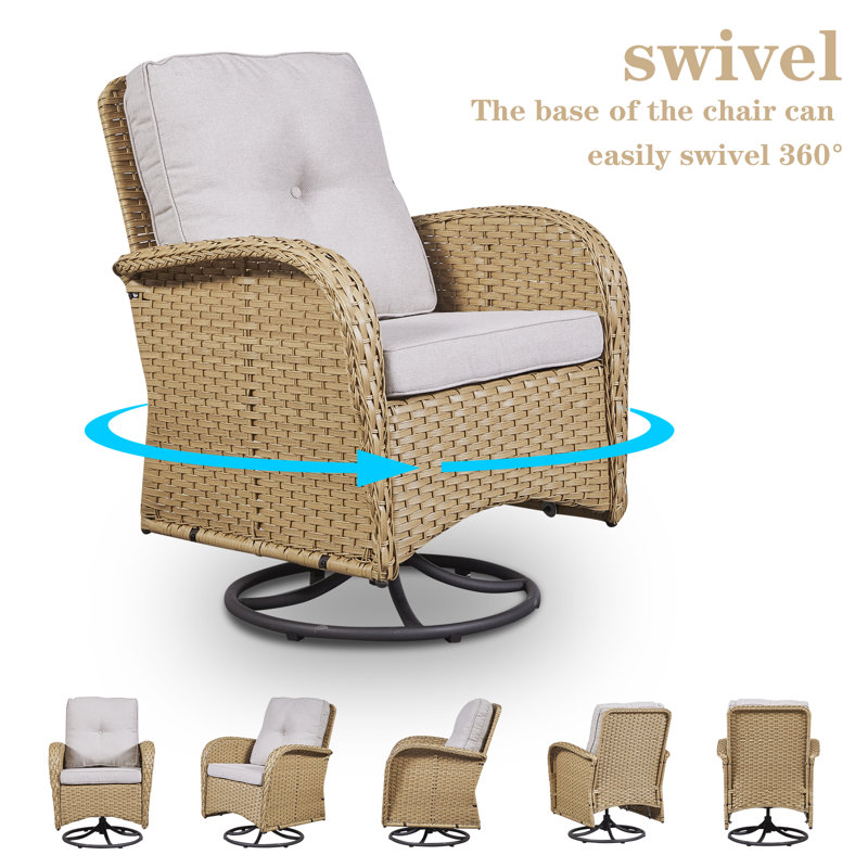Chaise berçante d'extérieur en osier Dodington, Jaune, Beige