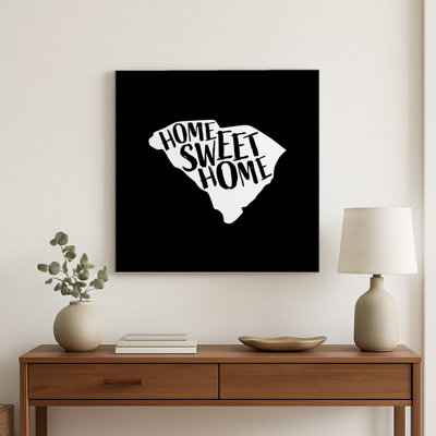HOME SWEET HOME — South Carolina State Silhouette — Square Metal Wall Art