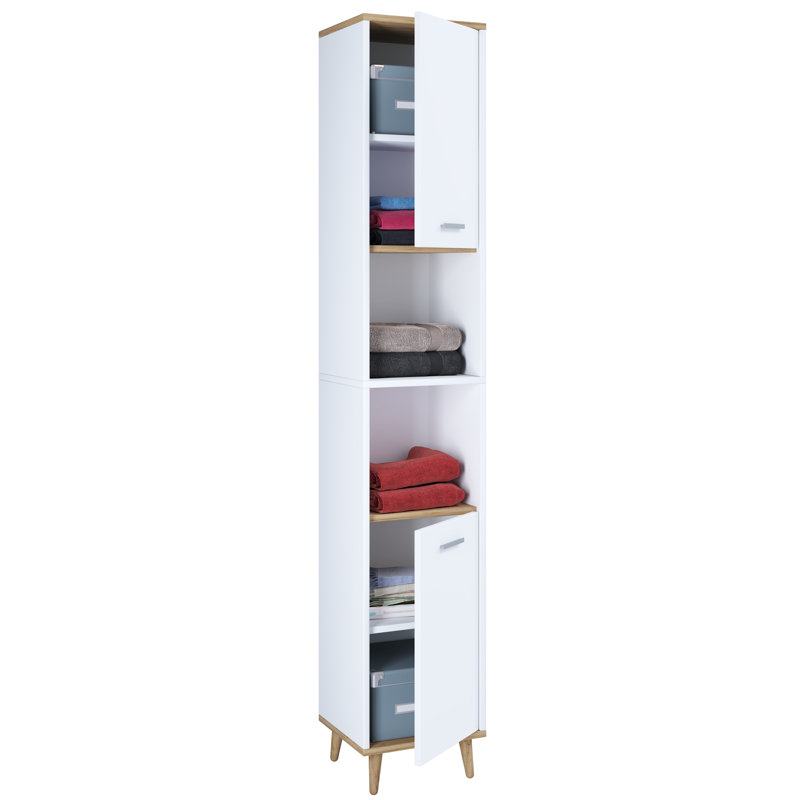Shelie Freestanding Bathroom Cabinet, White / Brown