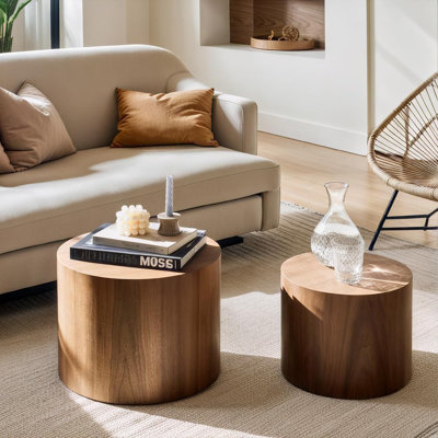 Ensemble de 2 tables basses gigognes Modern Modern avec pieds antidérapants et espace de rangement